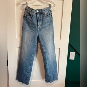 Madewell The Perfect Vintage Raw Hem Cropped High Waisted Jeans size 25